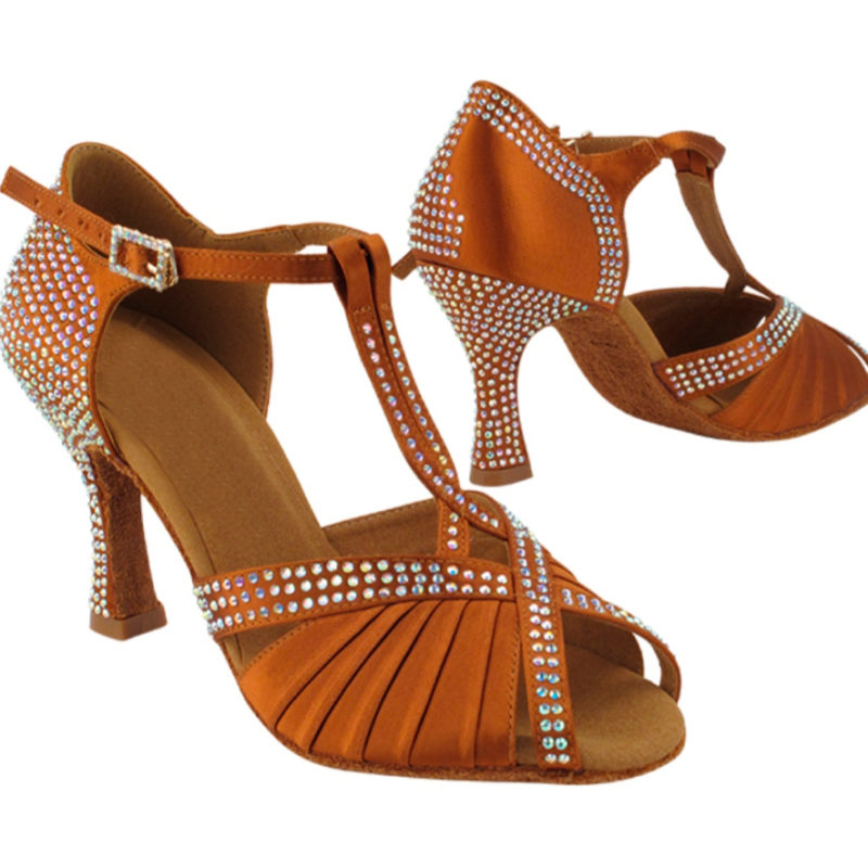 Zapato de baile- DAMA SHOES- Malaquita Copper Tan Satin