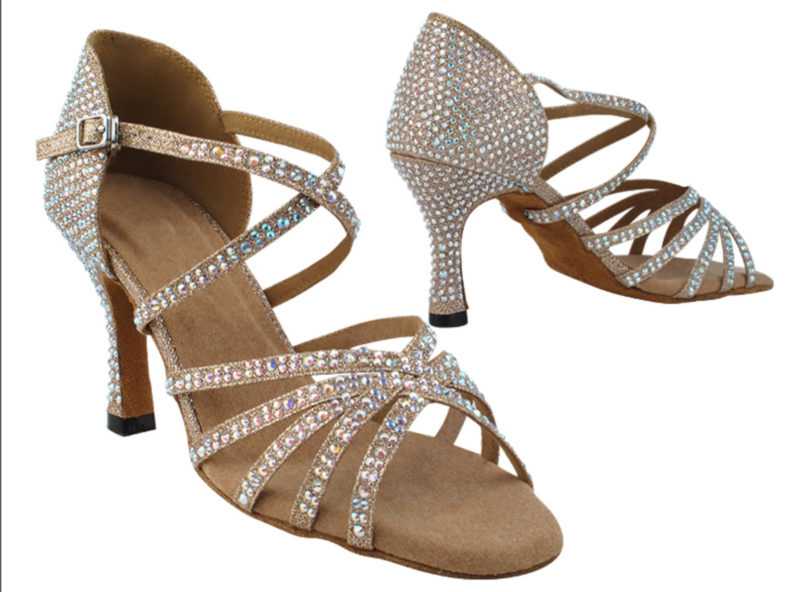 Zapato de baile -DAMA SHOES-Tiffany Champagne Glitter Satin