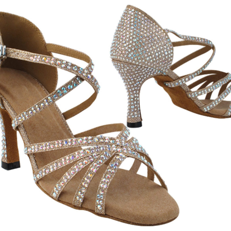 Zapato de baile -DAMA SHOES-Tiffany Champagne Glitter Satin
