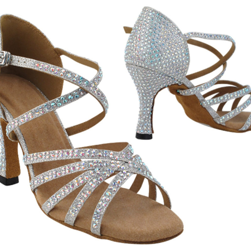 Zapato de baile -DAMA SHOES-Tiffany Silver Glitter Satin