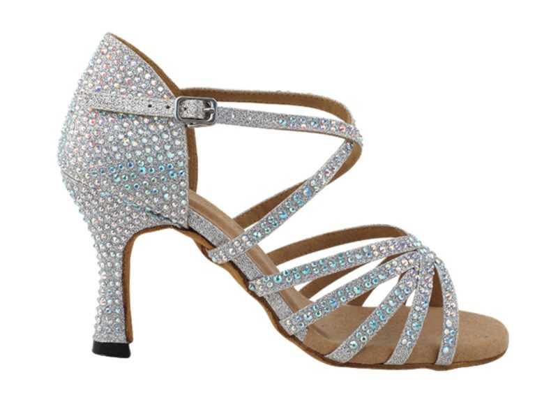 Zapato de baile -DAMA SHOES-Tiffany Silver Glitter Satin