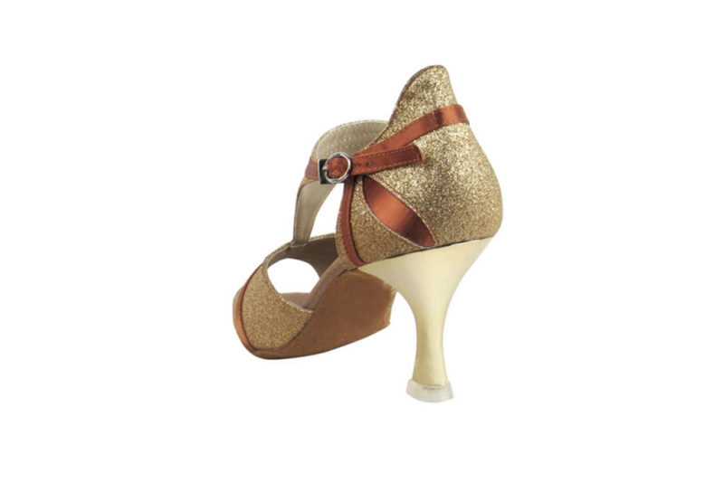 Zapato de baile- DAMA SHOES- Macy Gold Tan Satin.