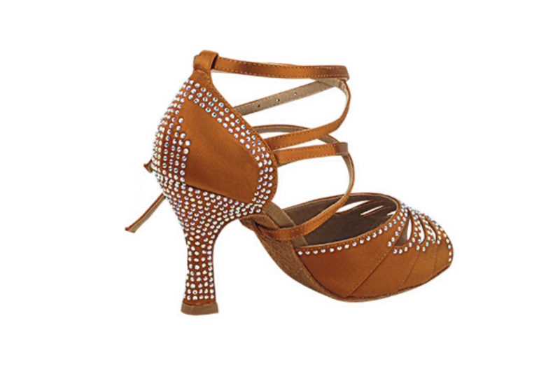 Zapato de baile- DAMA SHOES- Zircon Copper Tan Satin